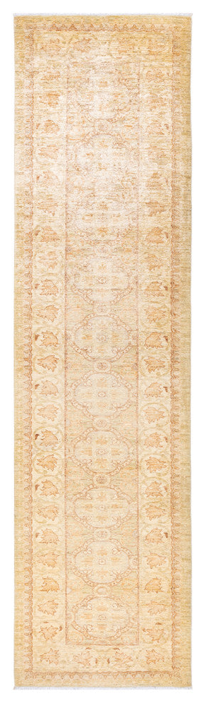 Eclectic, One-of-a-Kind Hand-Knotted Area Rug Ivory, 3'4"x12'10"