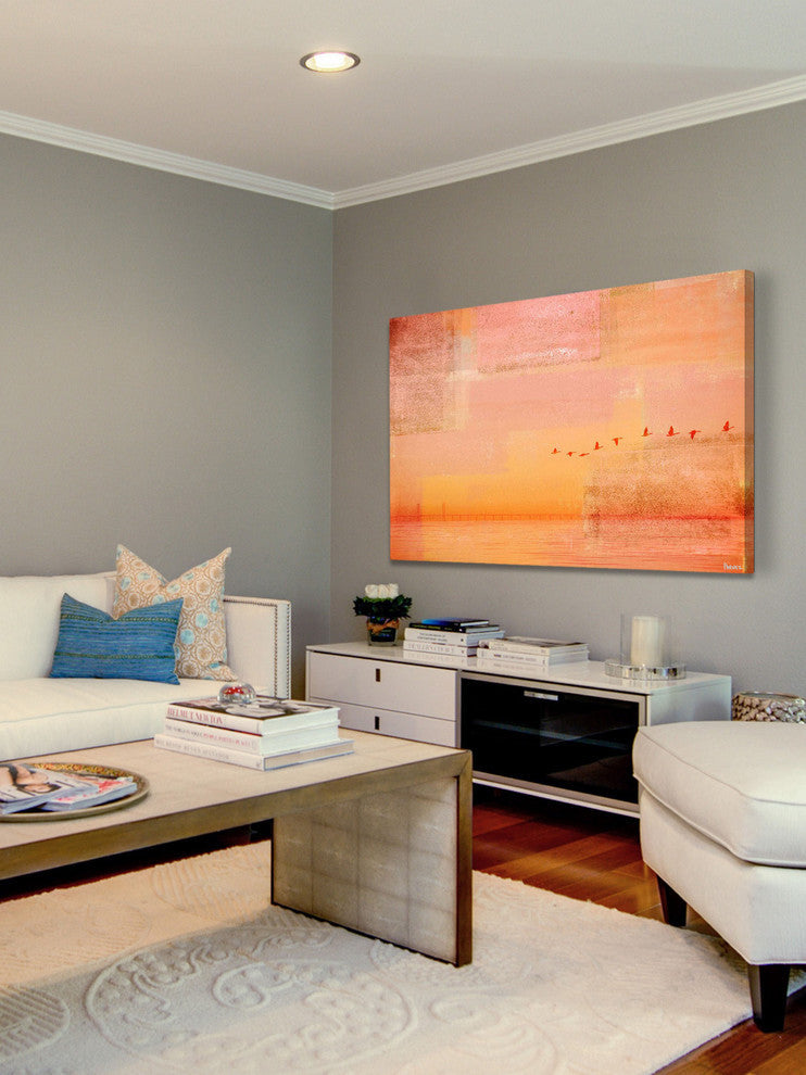 "Traveling Birds" Painting Print on Wrapped Canvas, 18"x12"