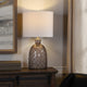 Textured Glass Table Lamp, Smoked Glass