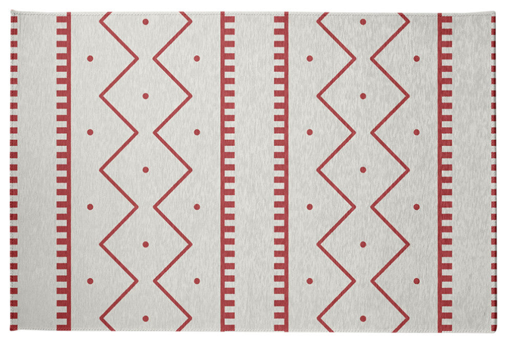 Mudcloth Spring Chenille Rug, Ligonberry Red, 2'x3'