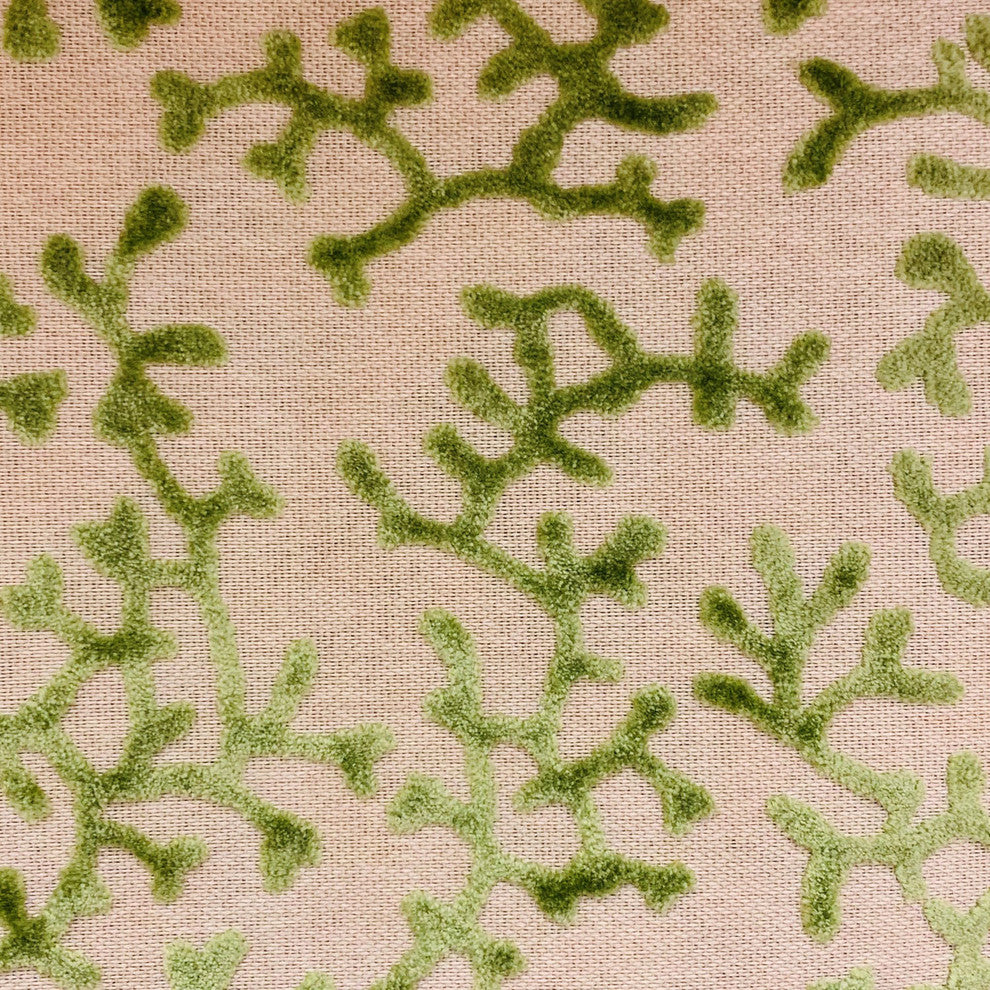 Plutus Sage Reef Apple Green Floral Luxury Throw Pillow, 26"x26"