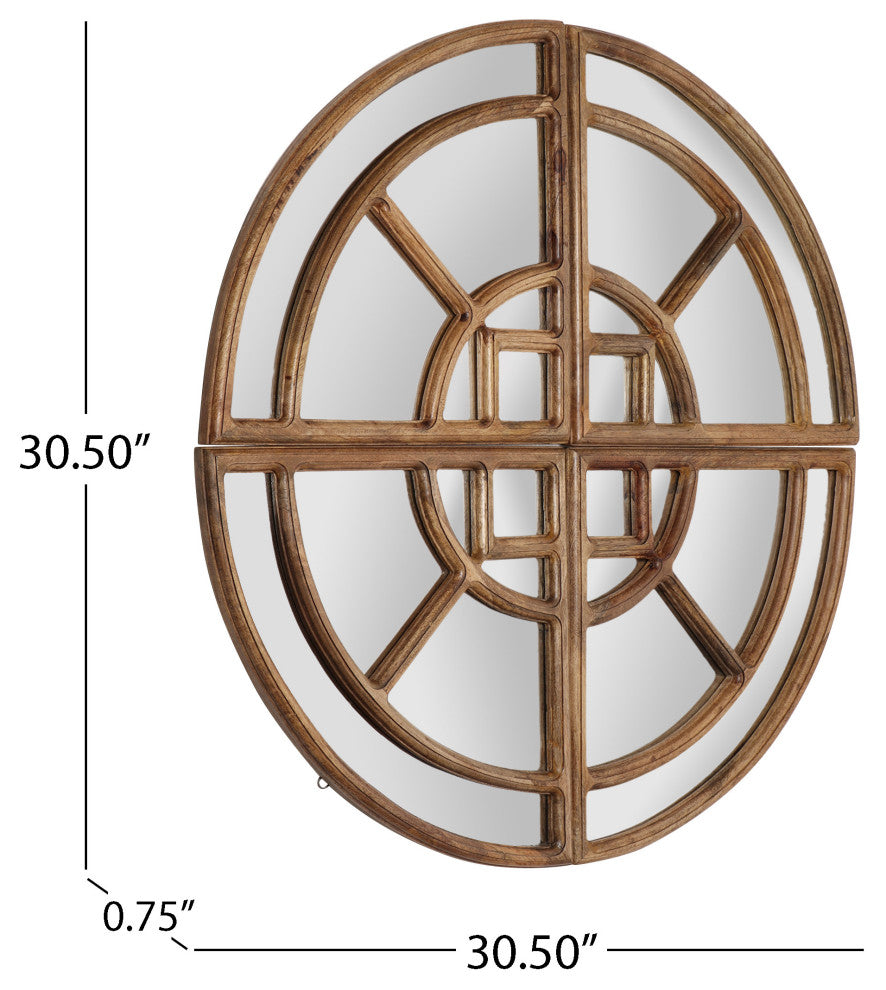 Finley Rustic Handcrafted Round Pie Mirror