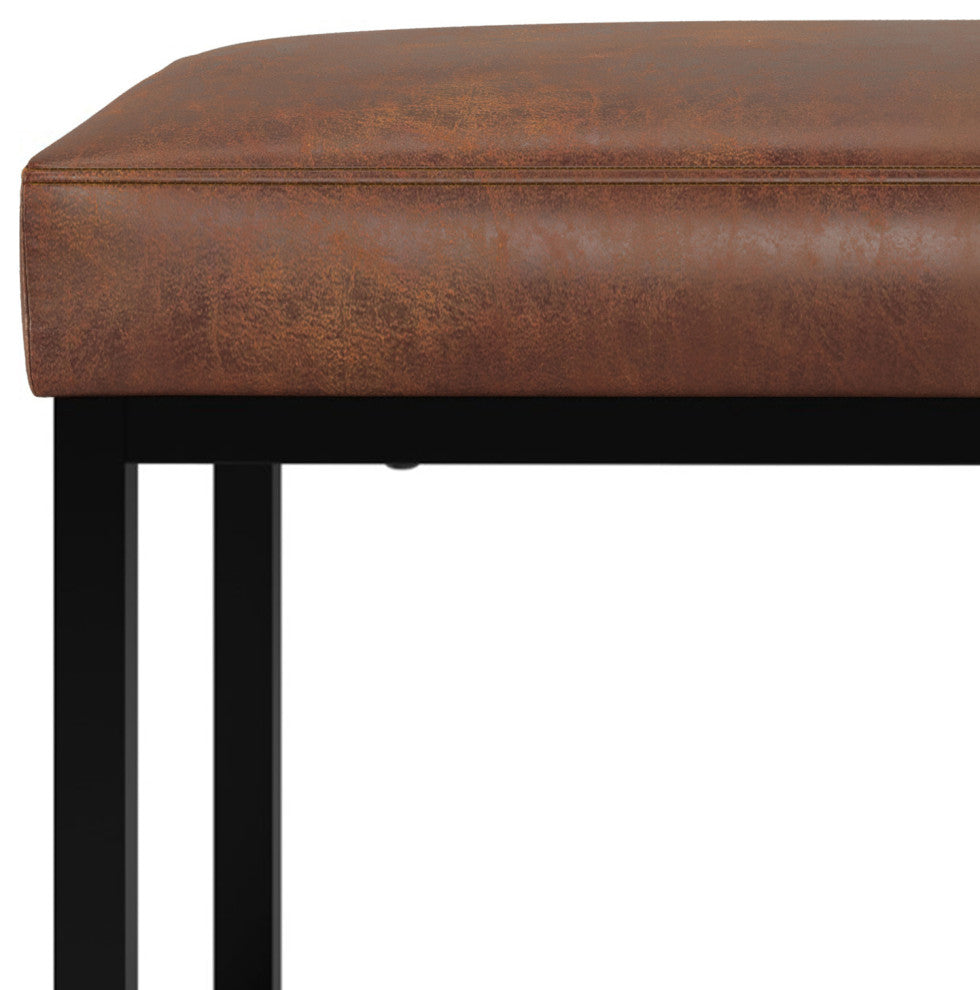 Reynolds Small Bench, Distressed Saddle Brown
