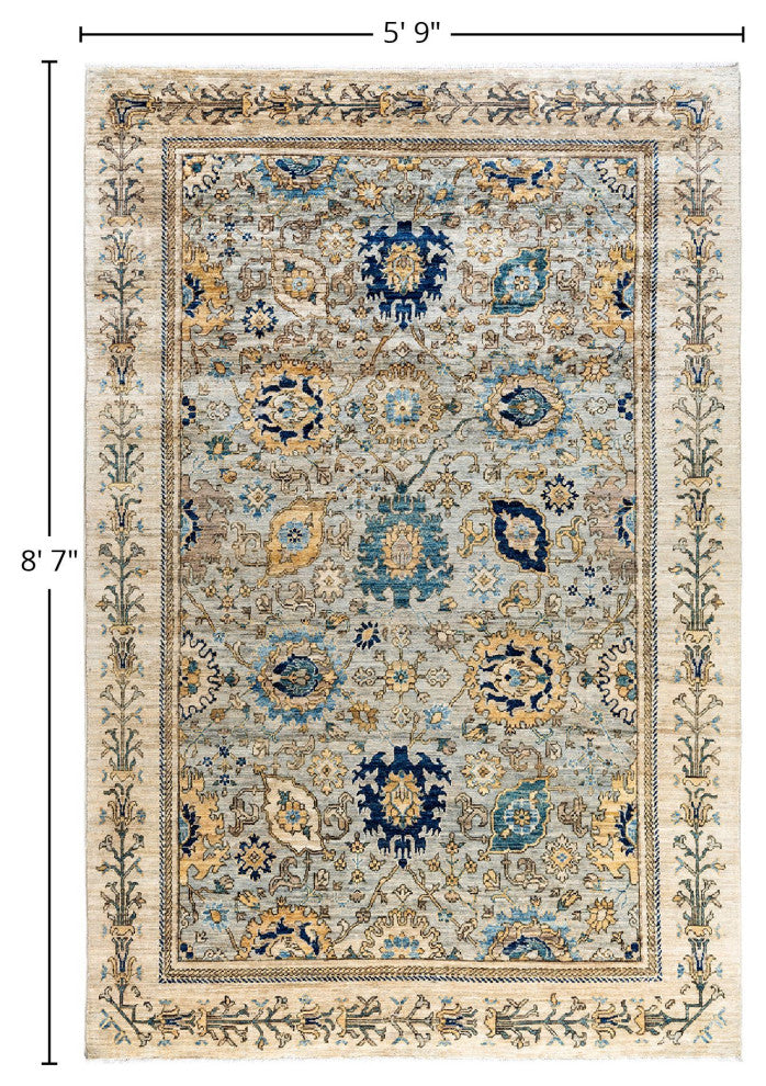 Serapi One-of-a-Kind Hand-Knotted Area Rug Gray, 5' 9" x 8' 7"