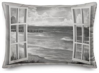 Gray Beach Window 14x20 Indoor/Outdoor Pillow