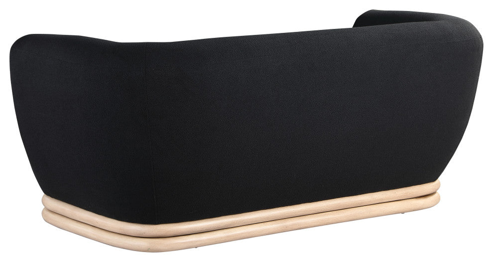 Kipton Boucle Fabric Upholstered Loveseat, Black