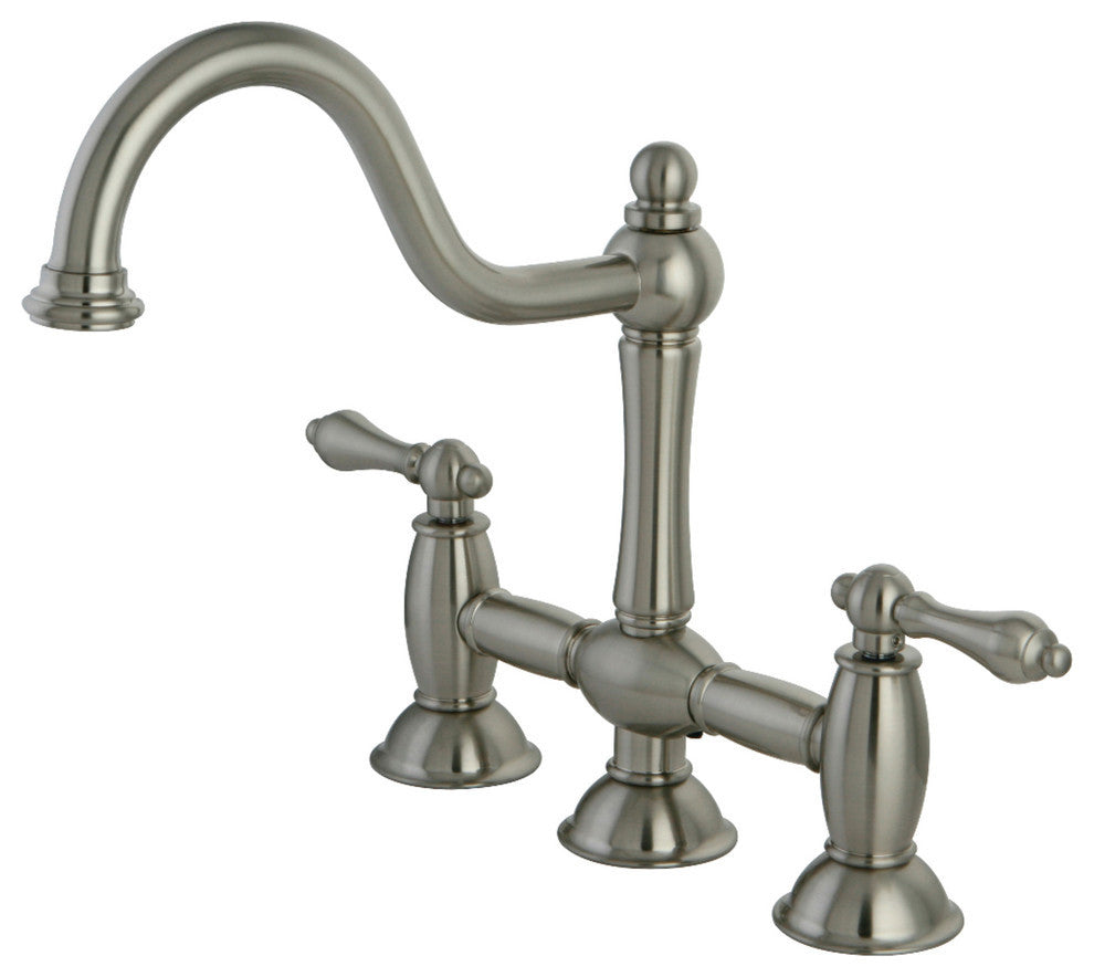Kingston Brass Bridge Kitchen Faucet, Brushed Nickel