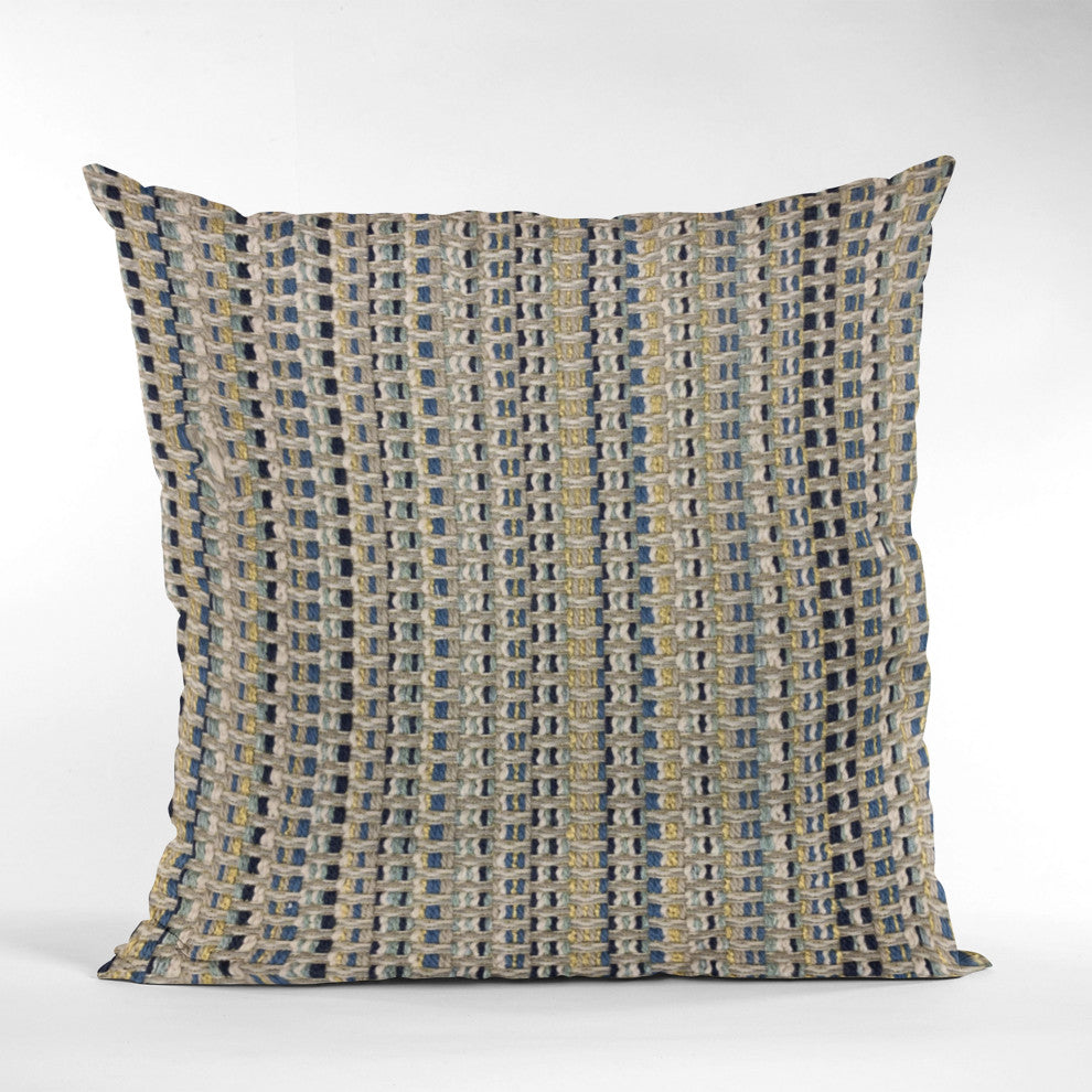 Plutus Blue Weave Stripe Luxury Throw Pillow, 18"x18"