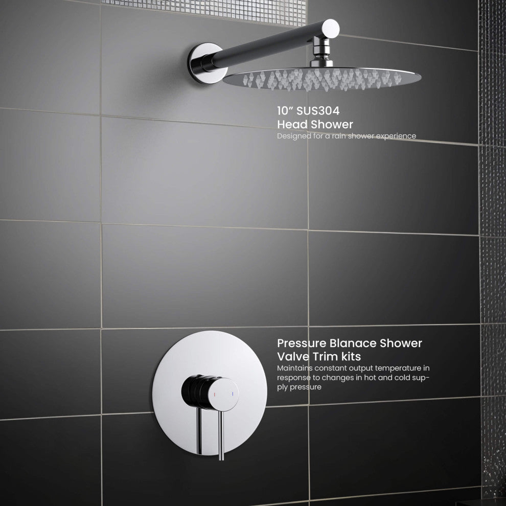 Circular Single Function Shower System, Rough, Valve, Chrome