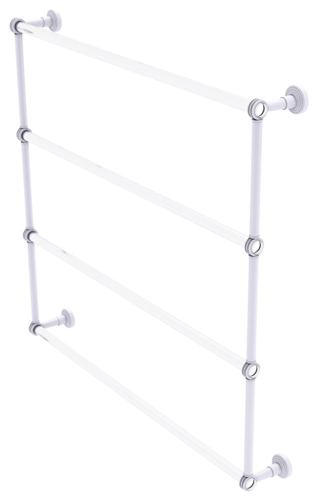 Pacific Beach 4 Tier 36" Ladder Towel Bar with Dotted Accents, Matte White