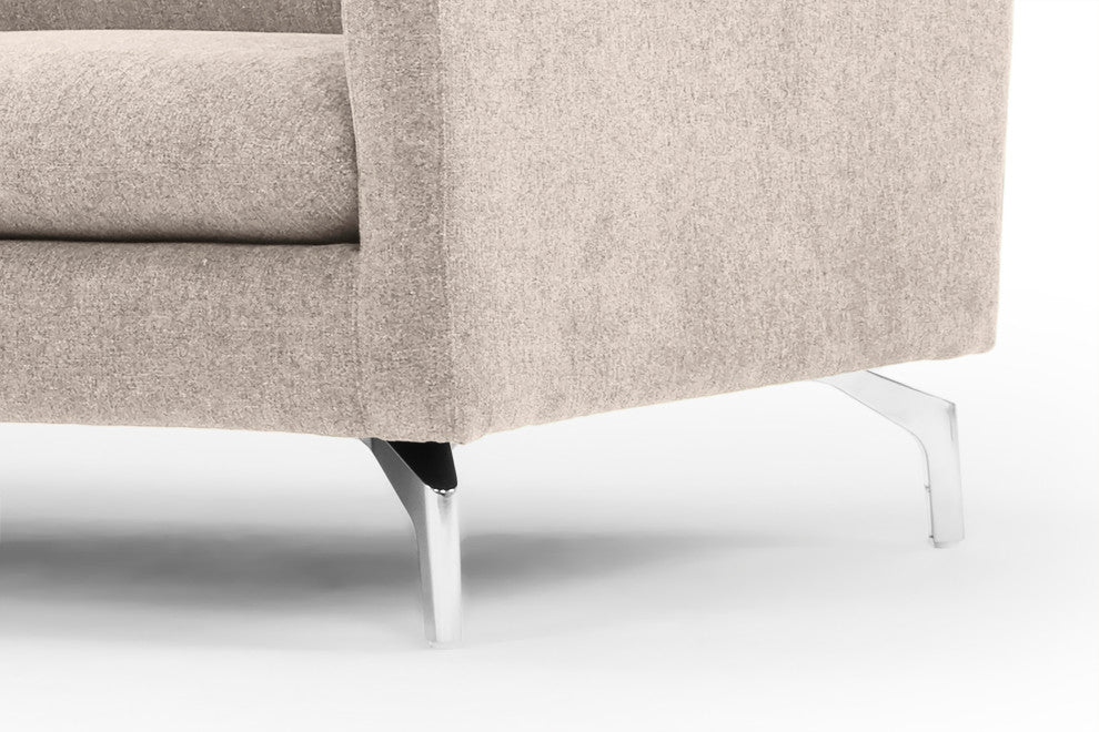 Metro Anderson Chaise Sectional, Chrome Legs, Beige, Left Arm Facing