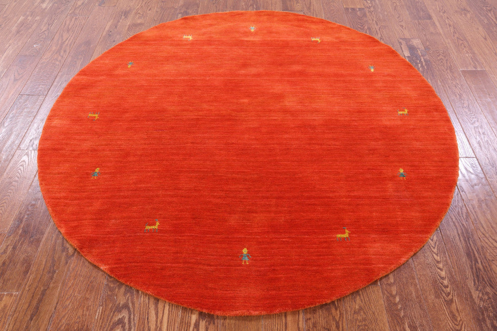 6' Round Persian Gabbeh Handmade Wool Rug - Q15096