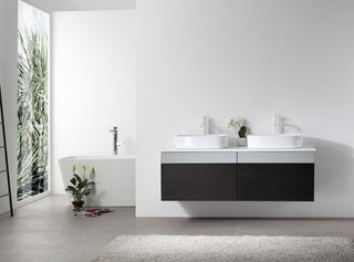 Ronda Wall Mount Vanity, Smoke Gray Oak, 55"