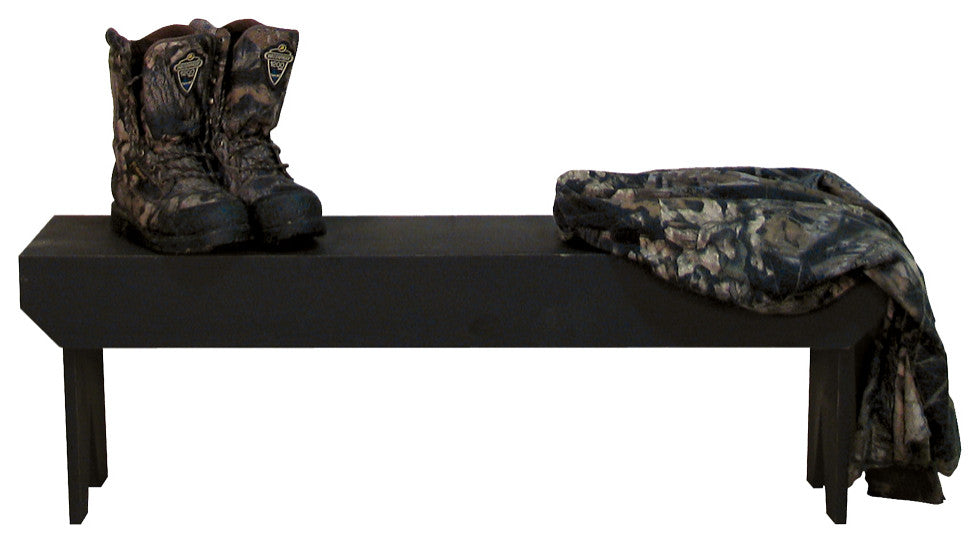 4' Simple Wood Bench, Black