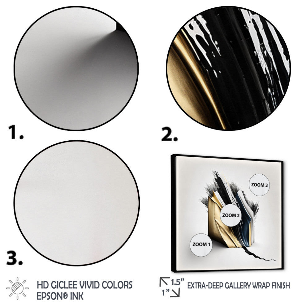 Black And Gold Cubic Expression VI Framed Canvas, 36x36, Black
