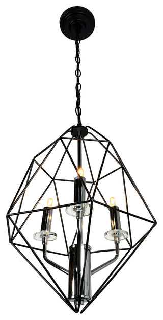 Amaite 3-Light Black and Chrome Geometric Chandelier