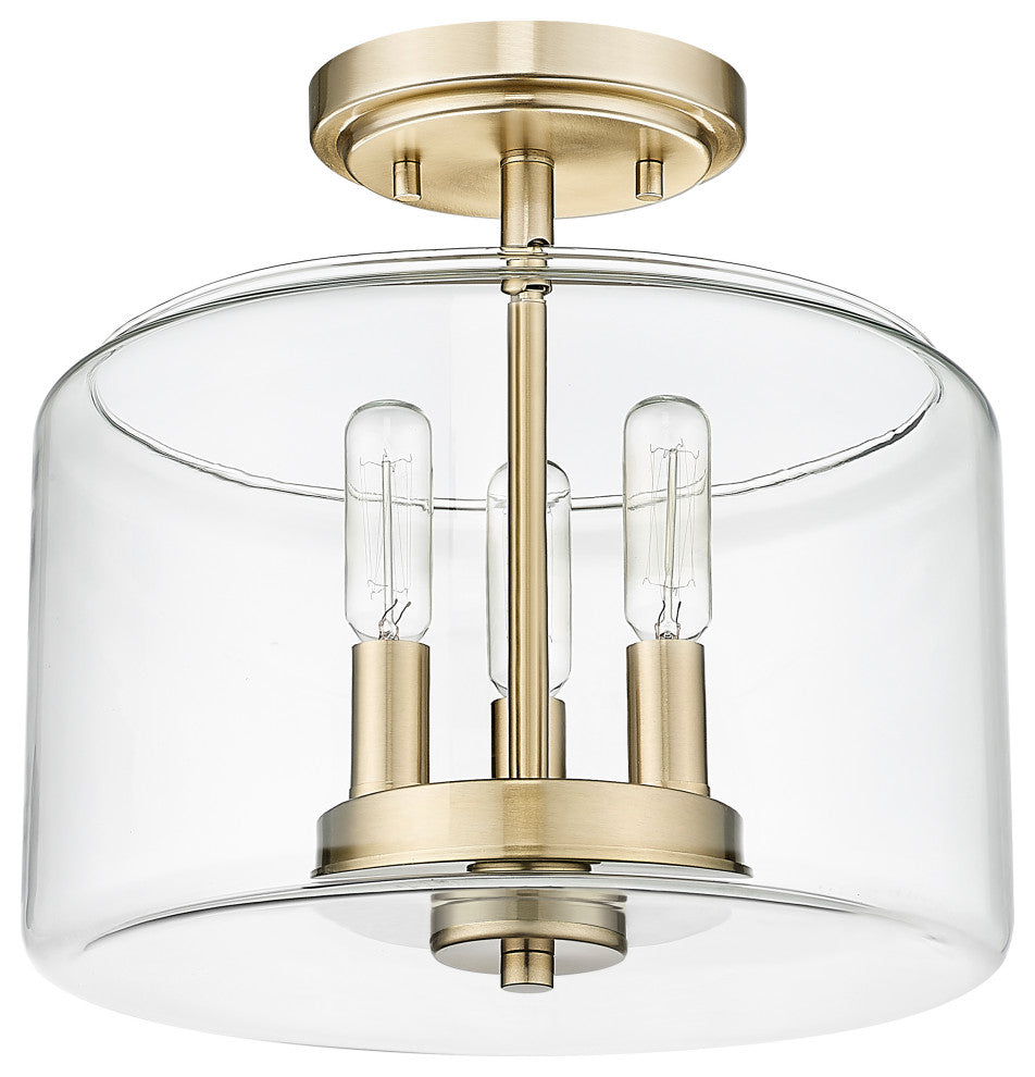 Asheville 3-Light 11" Semi-Flush Modern Gold