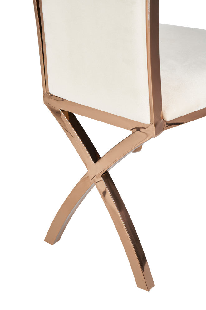 Modrest Bonnie Beige Velvet and Rose Gold Dining Chair, Set of 2