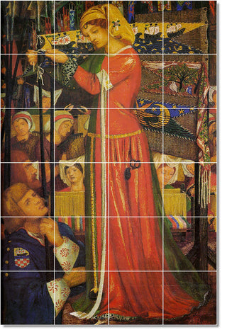 Dante Gabriel Rossetti Mythology Painting Ceramic Tile Mural #13, 48"x72"