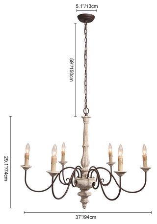 6-Light Weathered Wood Candle Style Chandelier