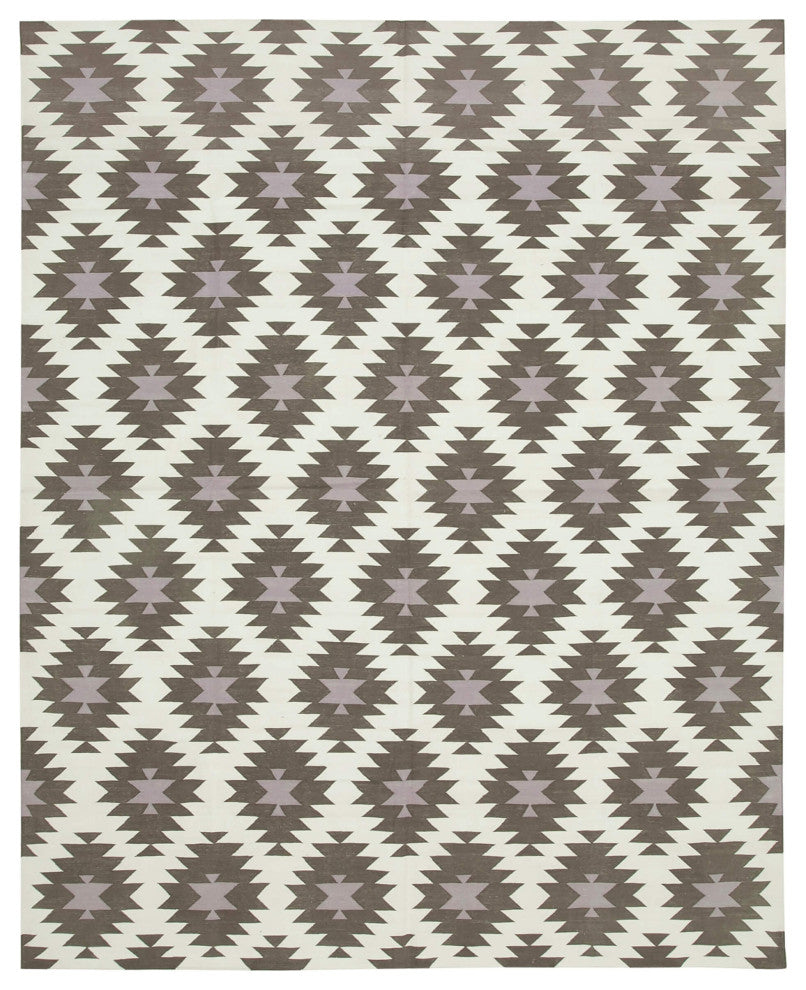 Rug N Carpet - Handmade Wool 7' 11'' x 9' 10'' Geometric Dhurrie Kilim Rug
