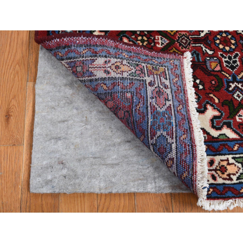 Maroon Red New Persian Hamadan Pure Wool Hand Knotted Oriental Rug 3'5" x 5'1"