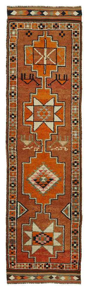 Rug N Carpet - Handmade Turkish 3' 2" x 11' 0" Unique Runner Rug