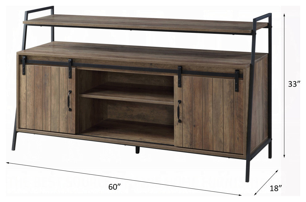 ACME Rashawn TV Stand, Rustic Oak and Black