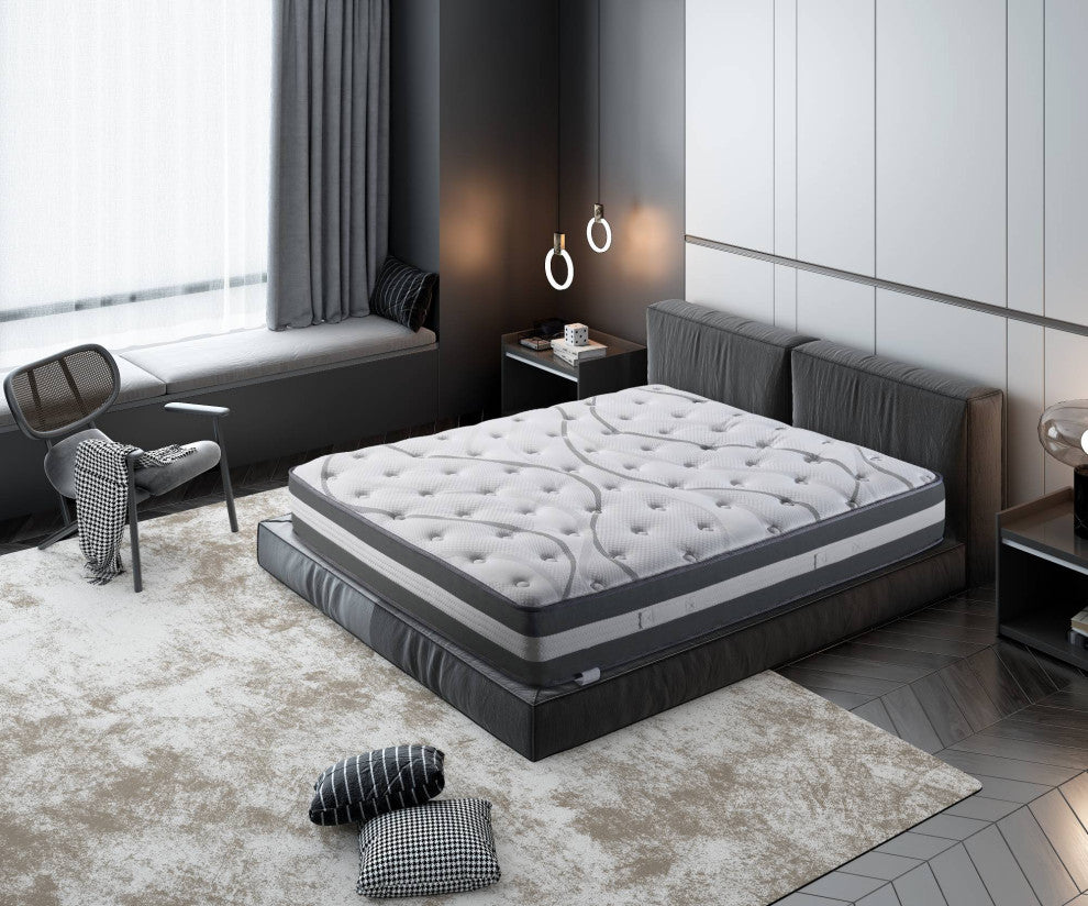 12" Medium Euro Top Hybrid Pocket Spring  Quilted-Top Mattress, Twin