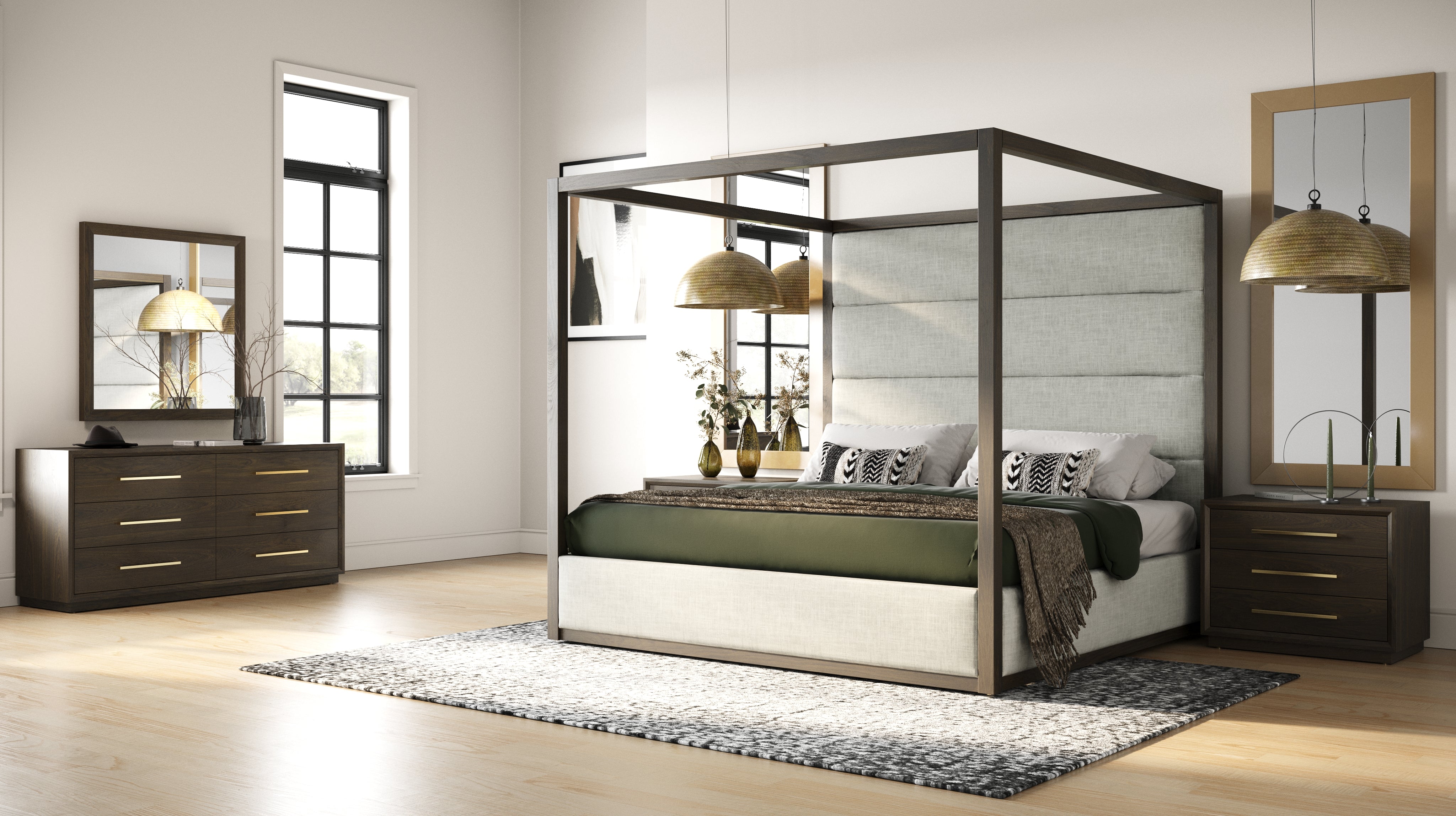 Modrest Manhattan Contemporary Canopy Cherry Bed, Eastern King