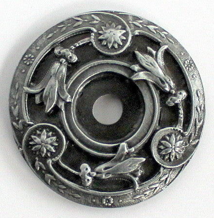 Jeweled Lily Back Plate, Antique Pewter