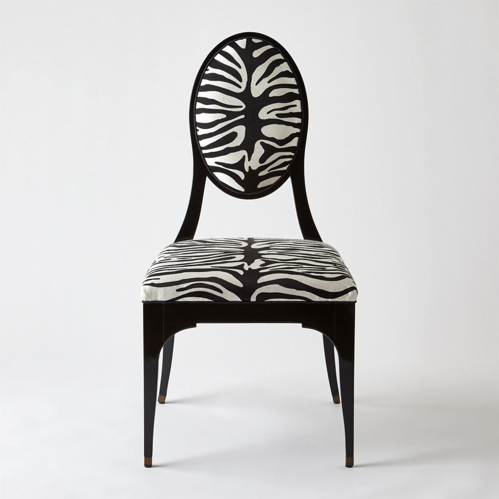 Art Deco Vintage Style Hollywood Zebra Black White Dining Chair Animal Print