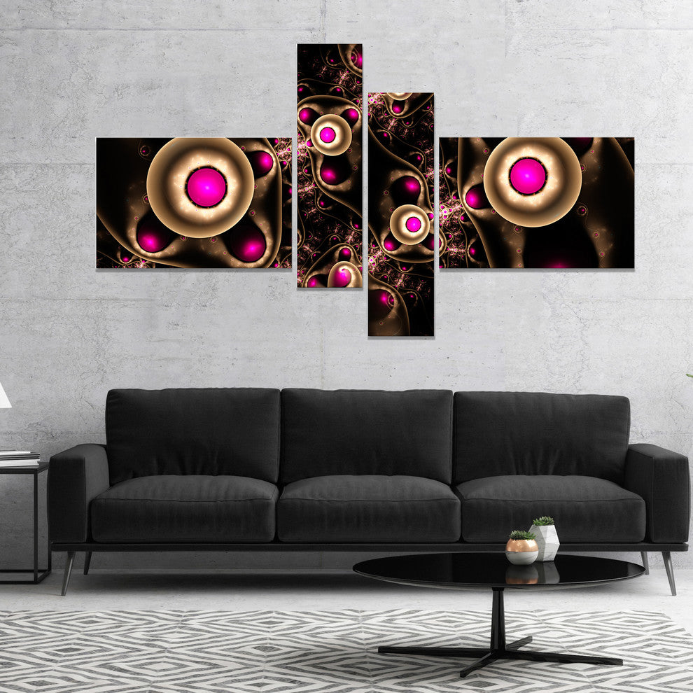 Purple 3D Surreal Abstract Design, Abstract Canvas Art Print, 60"x32", 4 panels