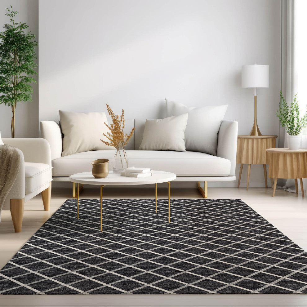 Indoor/Outdoor York YO1 Black Machine Washable 3' x 5' Rug