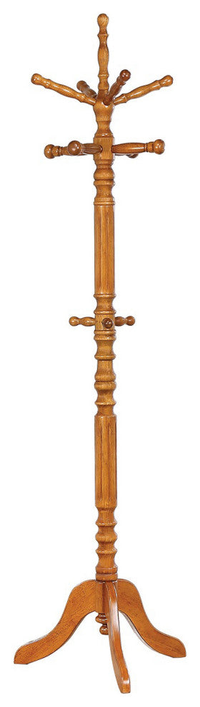 Wood Coat Rack with 11 Hooks, Tobacco