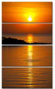 Beautiful Sunrise Reflecting in River, Seashore Canvas Print, 28"x48", 4 Panels