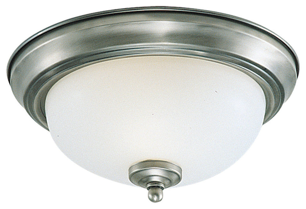 Generation Lighting 1-Light Flush Mount, Brushed Nickel and Satin Etched