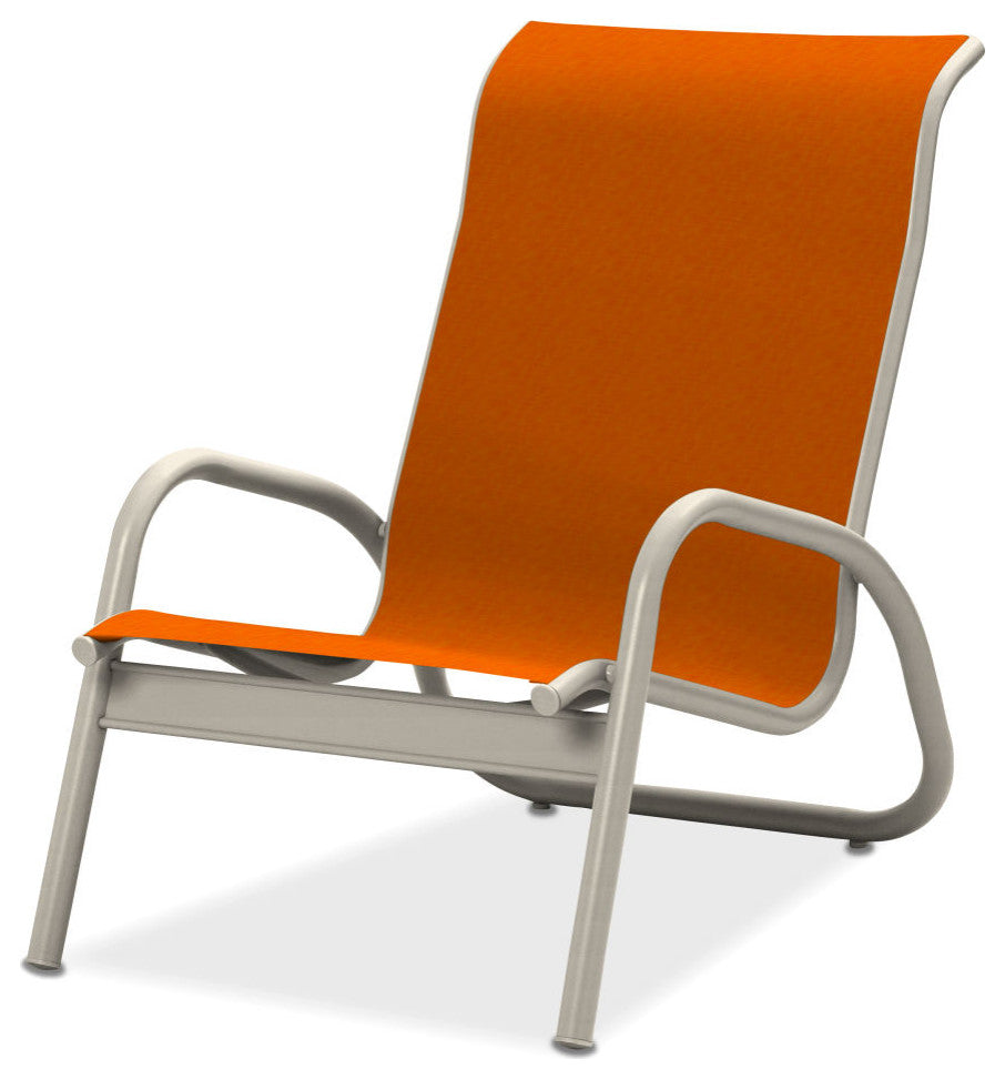 Gardenella Sling Stacking Poolside Chair, Textured Warm Gray, Tangerine