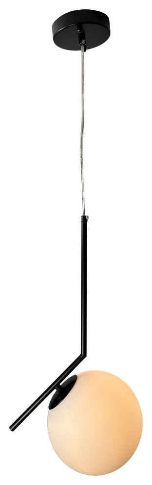 Modern Mid 1-Light Globe Pendant, Black