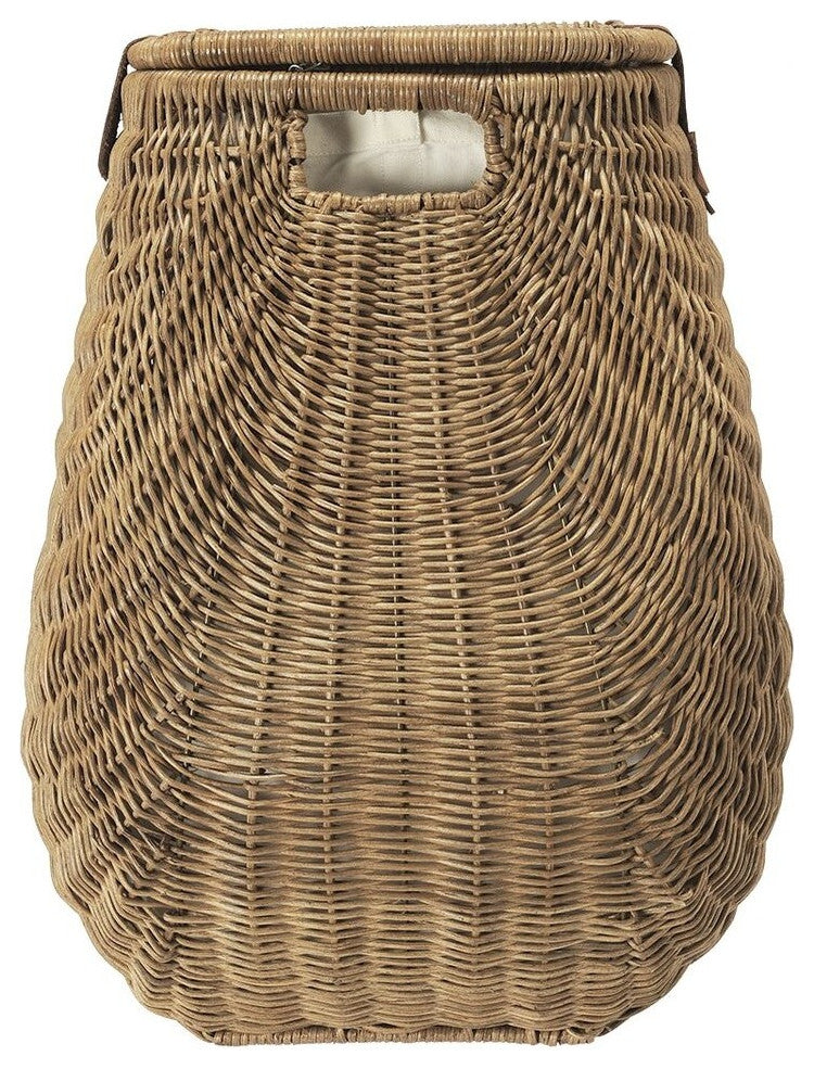 Wicker Hamper With Liner, 2 Load Capacity