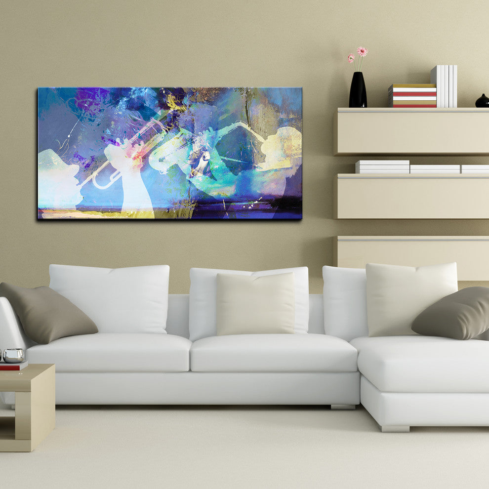 Trombone and Sax Canvas Wall Art