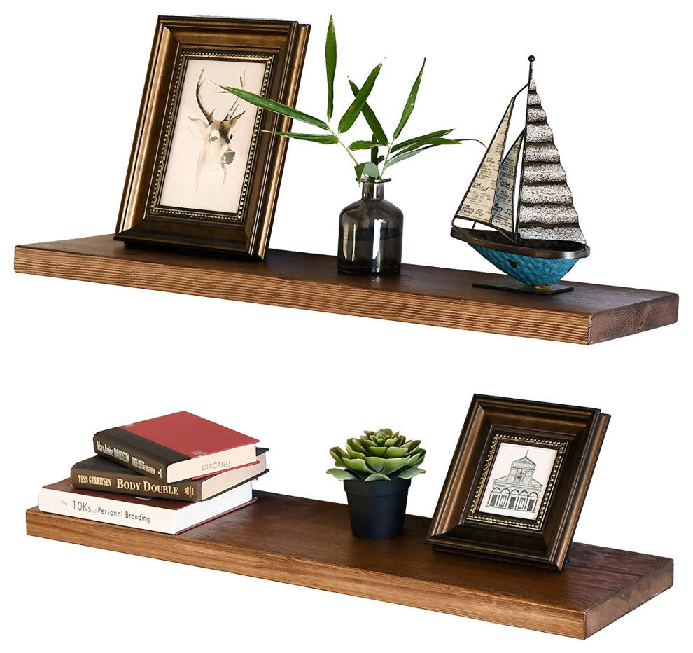 Welland Allen Rustic Pine Floating Wall Shelf, 36"x2