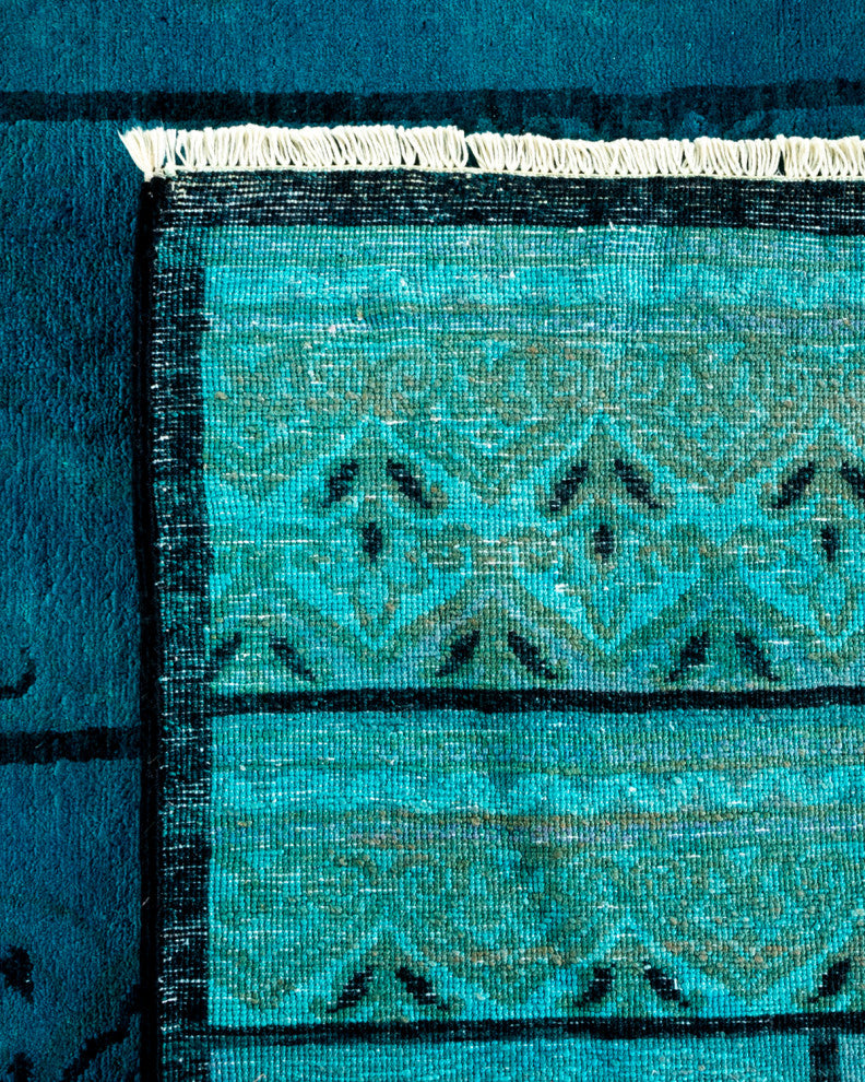 Fine Vibrance, One-of-a-Kind Hand-Knotted Area Rug Blue, 9' 2" x 11' 1"