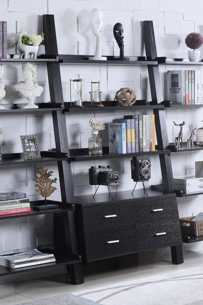 4-Drawer Ladder Bookcase, Cappuccino