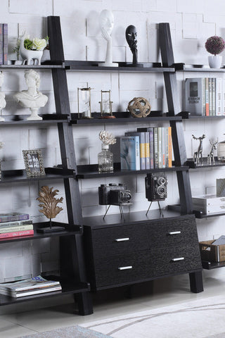 4-Drawer Ladder Bookcase, Cappuccino