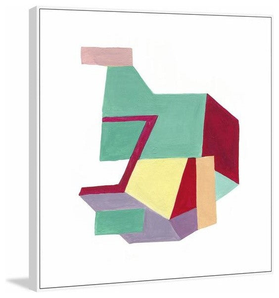 "When Shapes Unite" Floater Framed Painting Print on Canvas, 20"x20"