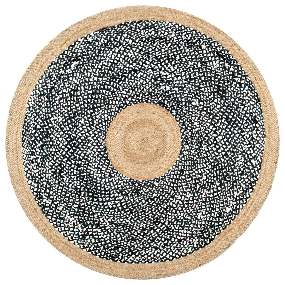 Nuloom Jute And Cotton Token, Black 6'Round