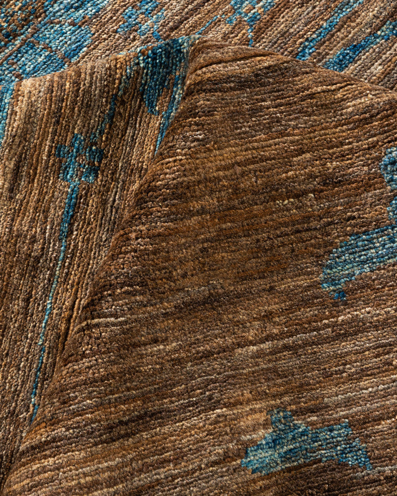 Eclectic, One-of-a-Kind Hand-Knotted Area Rug Brown, 7'10"x9'9"