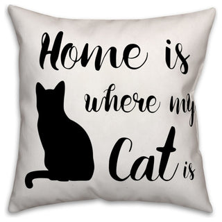 Home is Where My Cat Is 16"x16" Outdoor Throw Pillow
