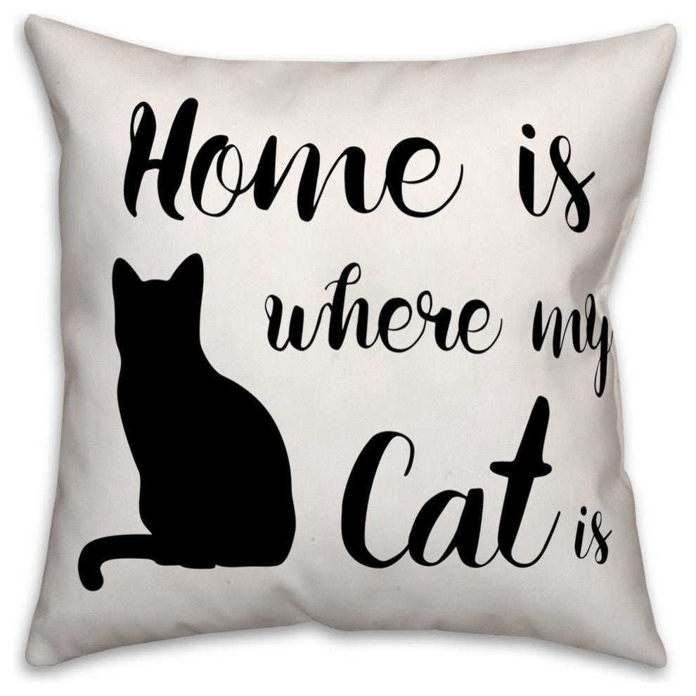 Home is Where My Cat Is 16"x16" Outdoor Throw Pillow